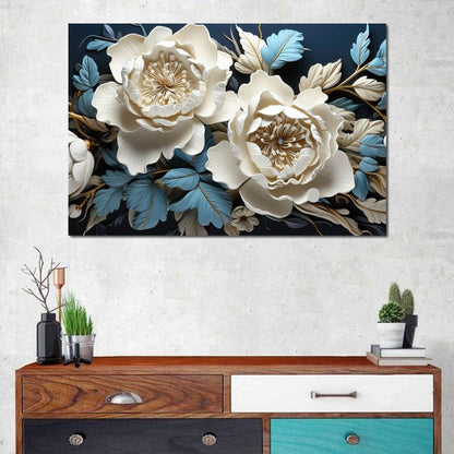 Lovely White Roses Canvas Wall Art