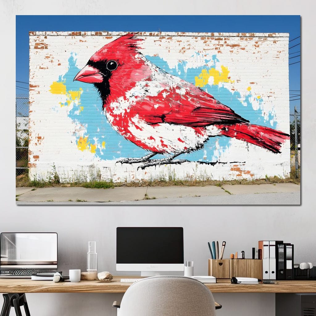 Street Art - Cardinal Mural Canvas Wall Art