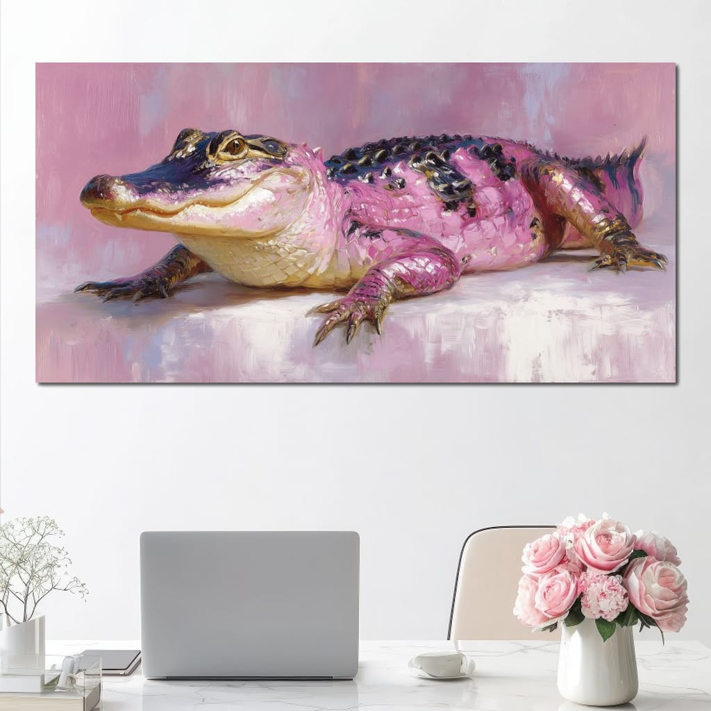 Pink Gator Lounge Portrait Canvas Wall Art