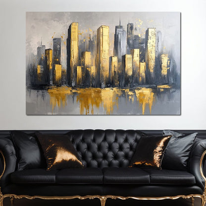 Golden Skyline Awakening Canvas Wall Art
