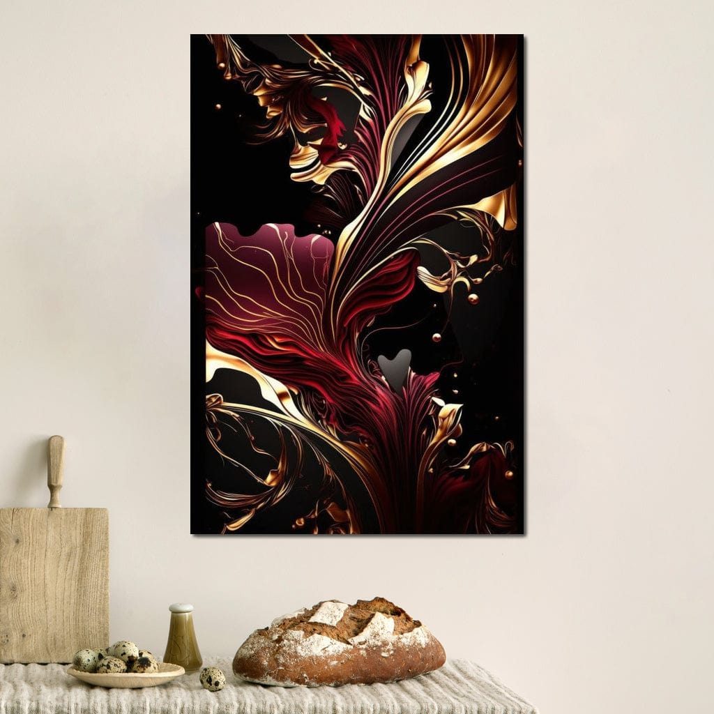 The Marble-Lux Collection: Dark Red & Vibrant Gold 02 Canvas Wall Art