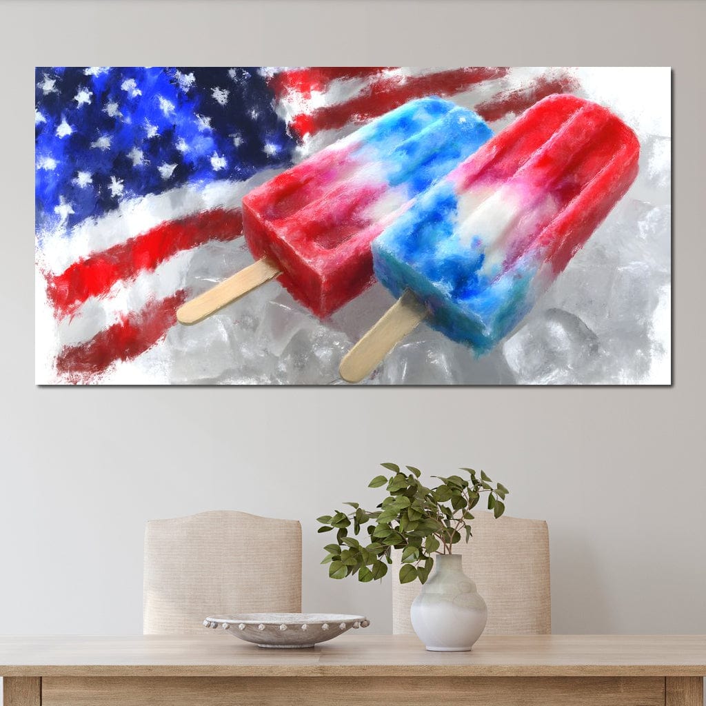 Patriotic Popsicle Delight Canvas Wall Art
