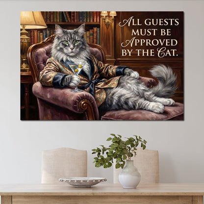 The Feline Gatekeeper Decides Canvas Wall Art