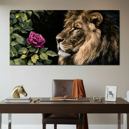Gentle King Lion Finds Solitude Canvas Wall Art