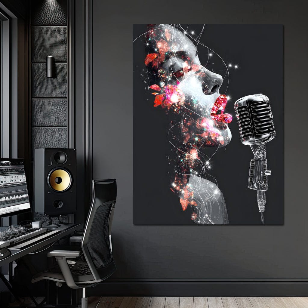 Cosmic Vocalist Neon Kiss Canvas Wall Art