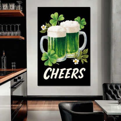 Lucky Clover Beer Cheers Canvas Wall Art