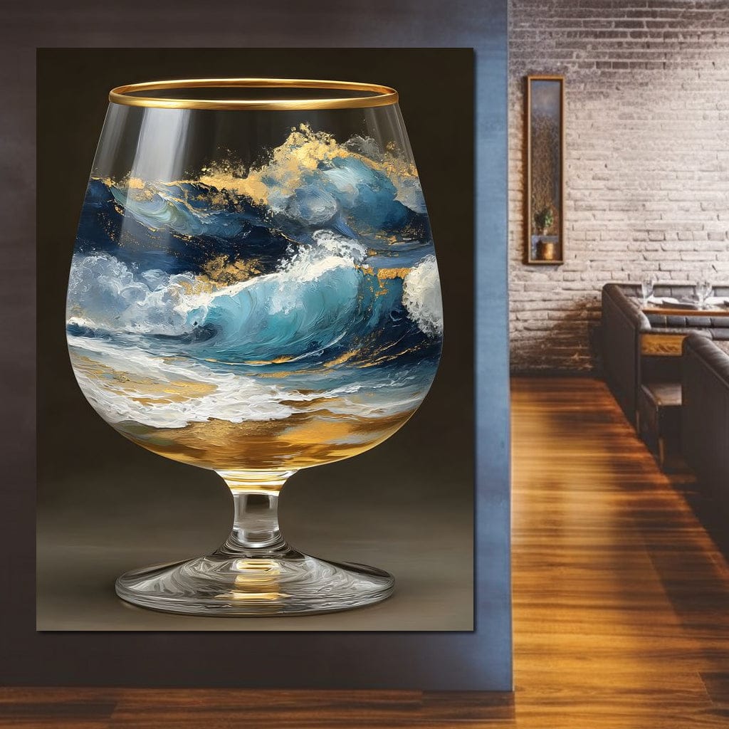 Gilded Ocean Stormglass Scene Canvas Wall Art