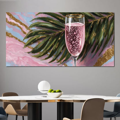 Pink Champagne Palm Luxe Canvas Wall Art