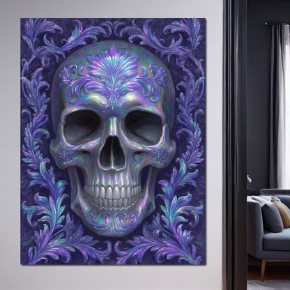 Prismatic Skull Baroque Flourish Canvas Wall Art