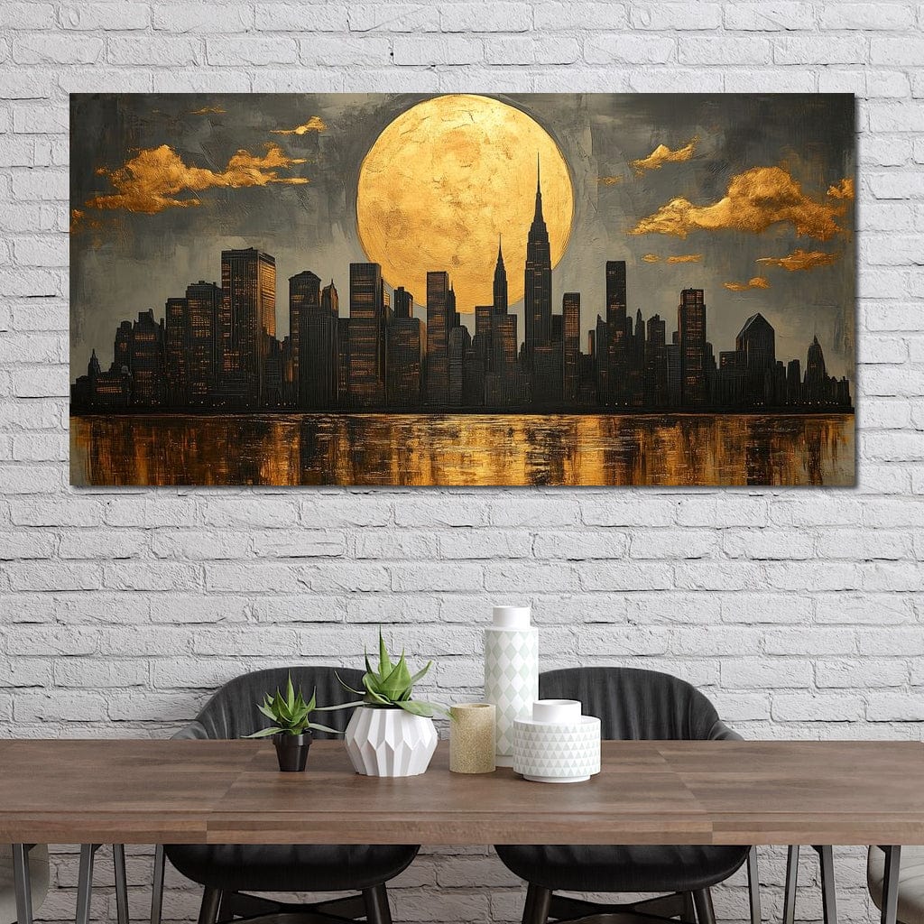Golden Reflections Skyline Canvas Wall Art