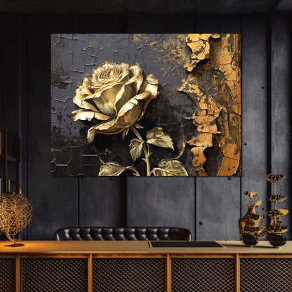 Golden Rose Canvas Wall Art