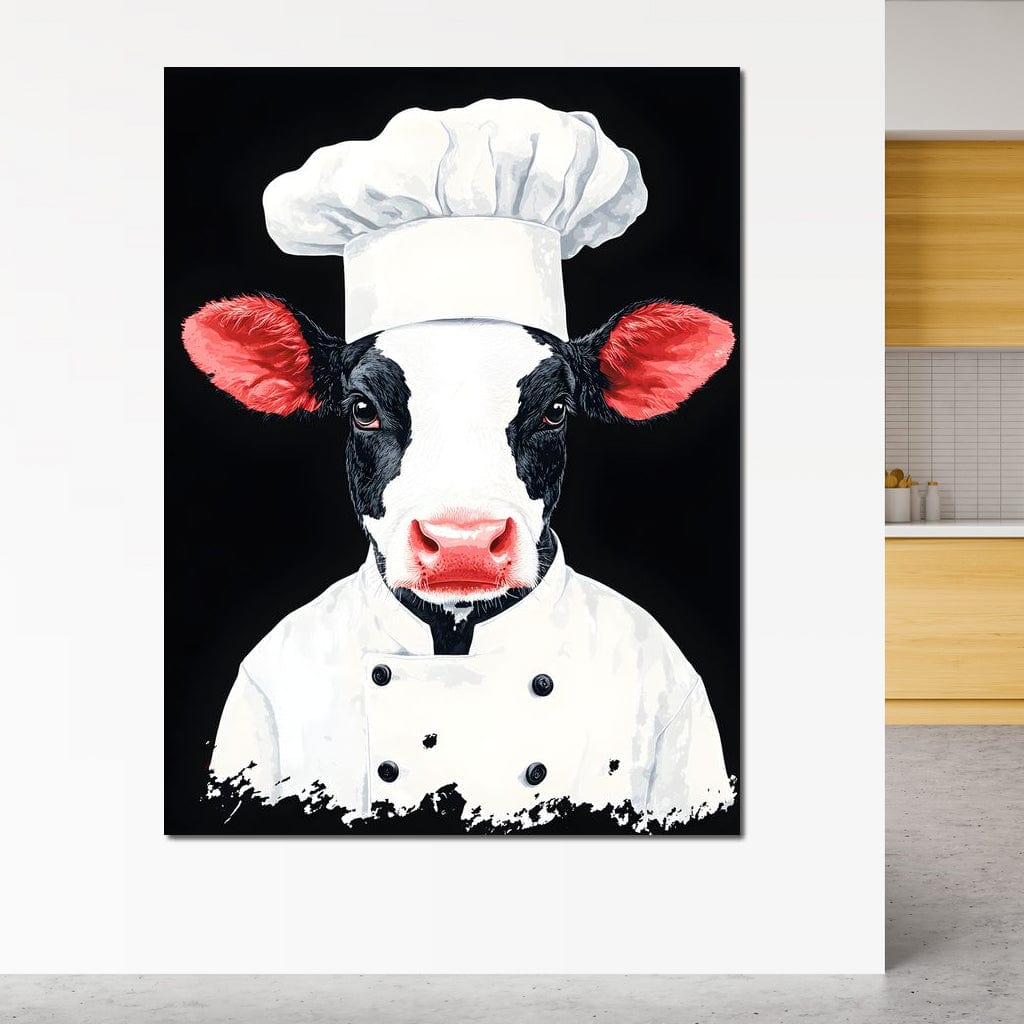 Bovine Culinary Chef Canvas Wall Art