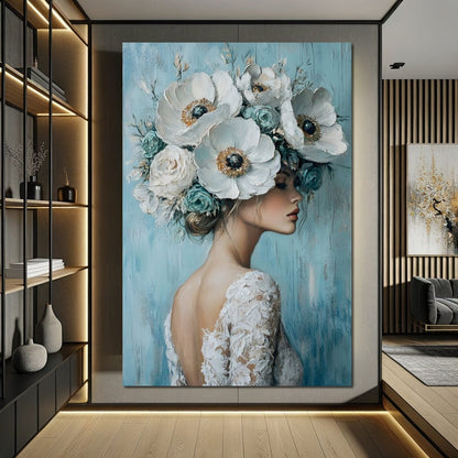 Petal Crowned Bridal Elegance Canvas Wall Art