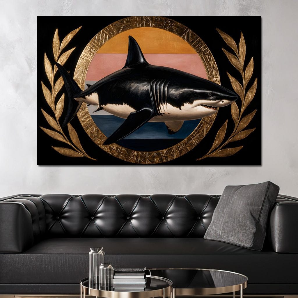 Gilded Shark Triumph Halo Canvas Wall Art