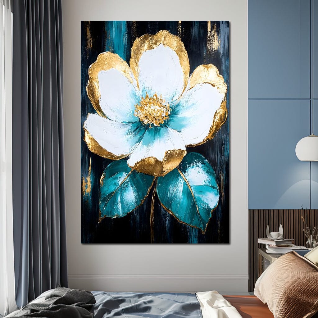 Golden Bloom Elegance Canvas Wall Art