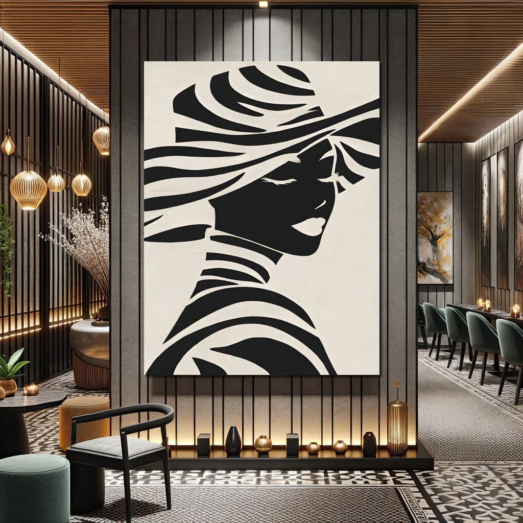 Monochrome Elegance Lady Silhouette Canvas Wall Art
