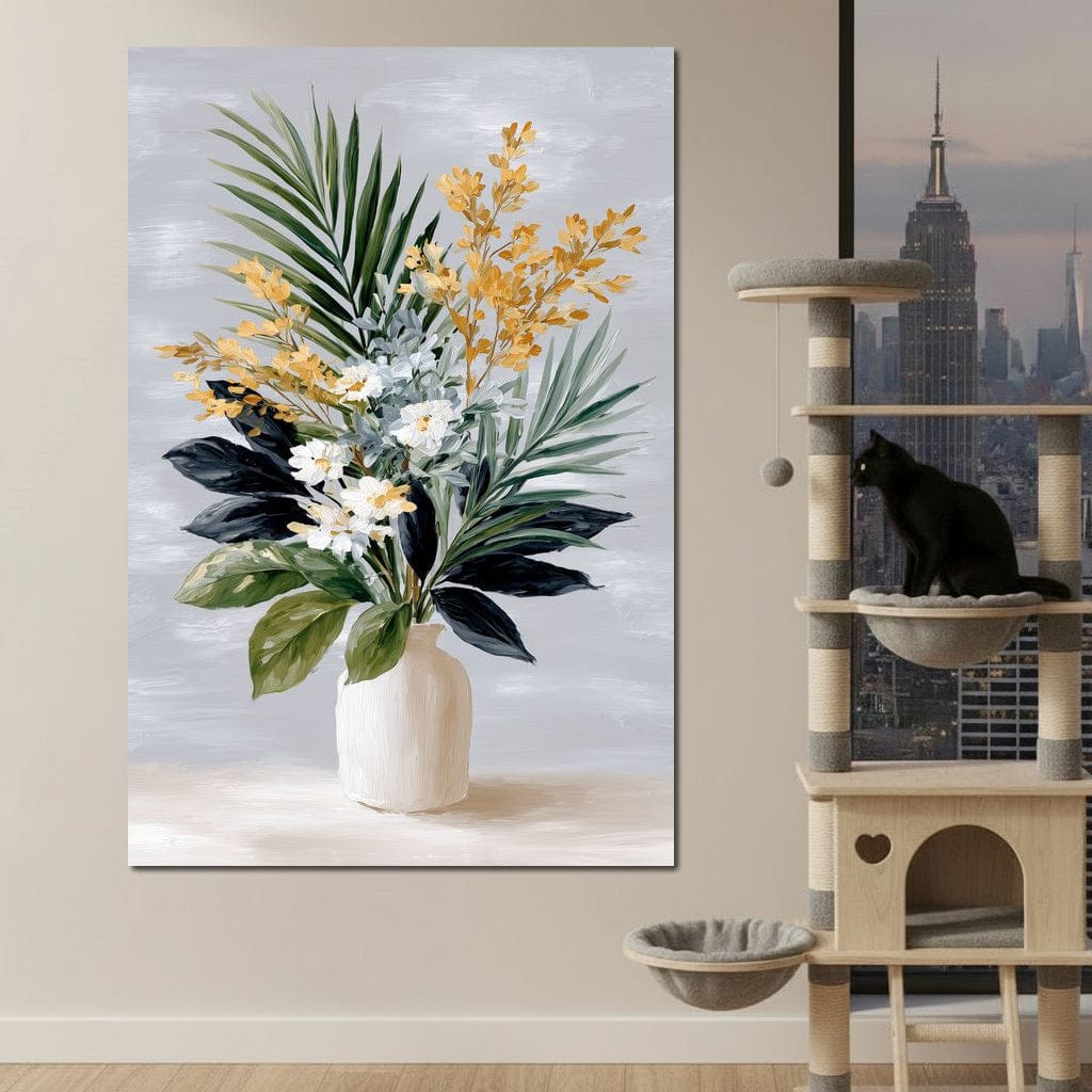 Golden Botanicals Still Life Canvas Wall Art