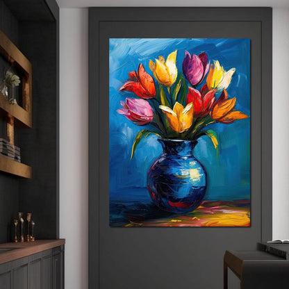 Tulips Flowers Bouquet Canvas Wall Art
