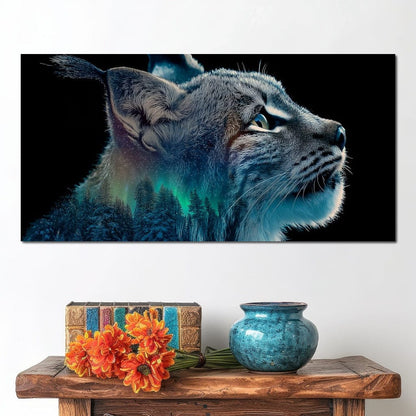 Aurora Lynx Spirit Portrait Canvas Wall Art