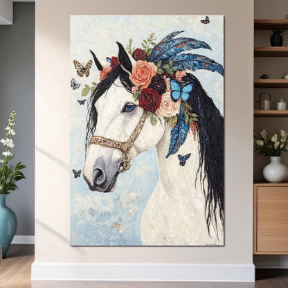 Majestic White Horse Harmony Canvas Wall Art