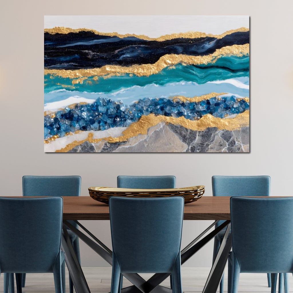 Gilded Ocean Geode Flow Canvas Wall Art