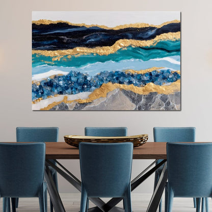 Gilded Ocean Geode Flow Canvas Wall Art