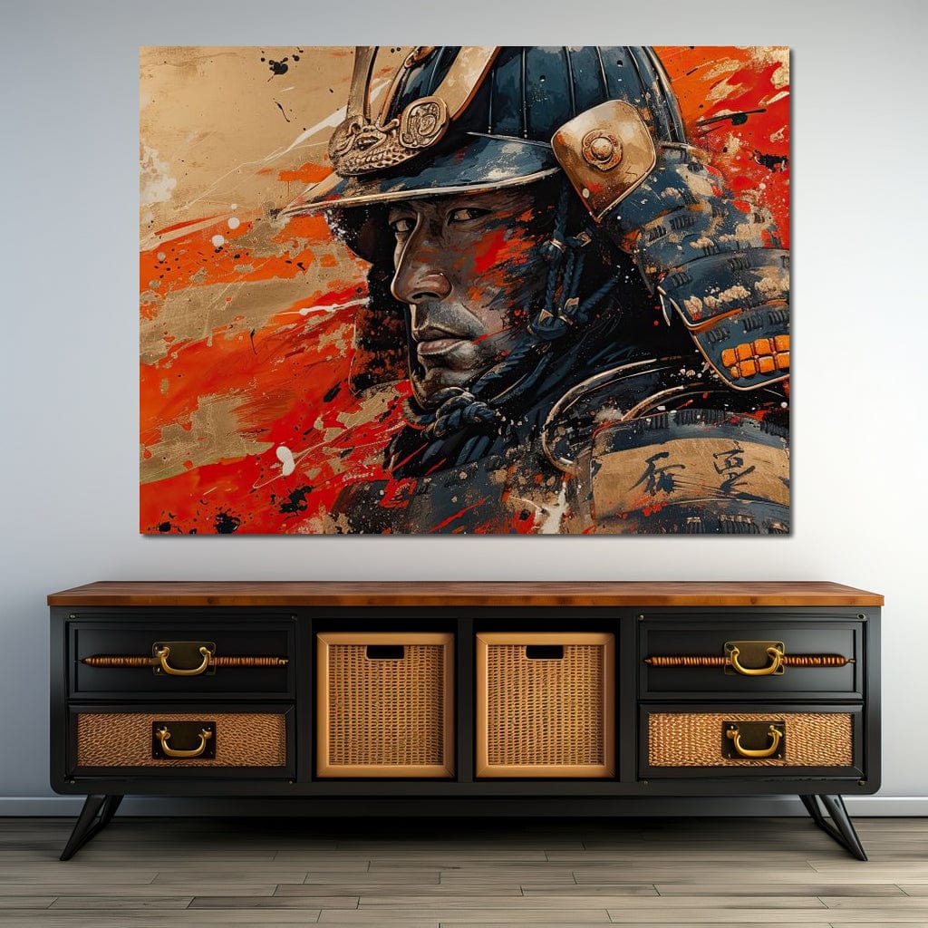 Samurai Solitude in Battle Canvas Wall Art
