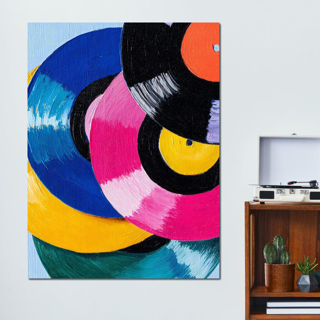 Color Spin Retro Vinyl Rhythm Canvas Wall Art