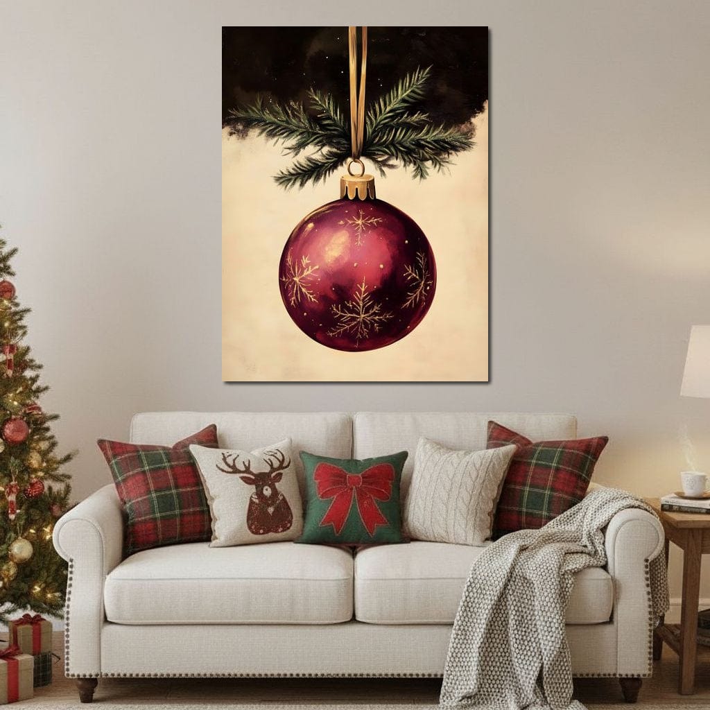 Golden Snowflake Ornament Cheer Canvas Wall Art