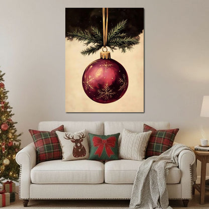 Golden Snowflake Ornament Cheer Canvas Wall Art