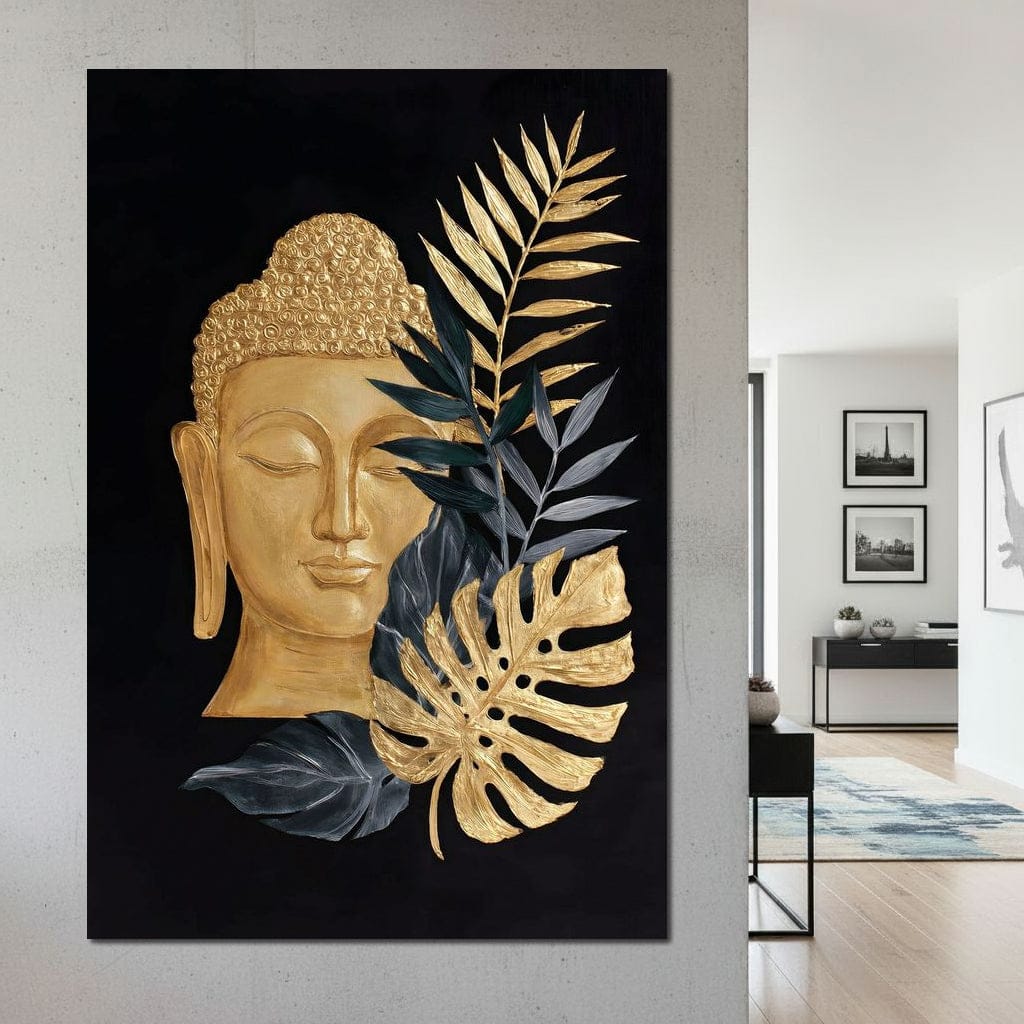 Golden Buddha Botanical Calm Canvas Wall Art