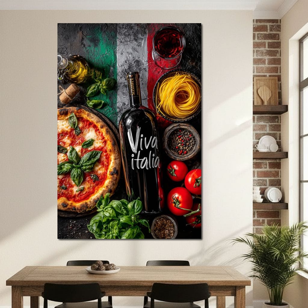 Italian Feast Still Life Canvas Wall Art