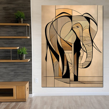 Majestic Geometric Elephant Canvas Wall Art