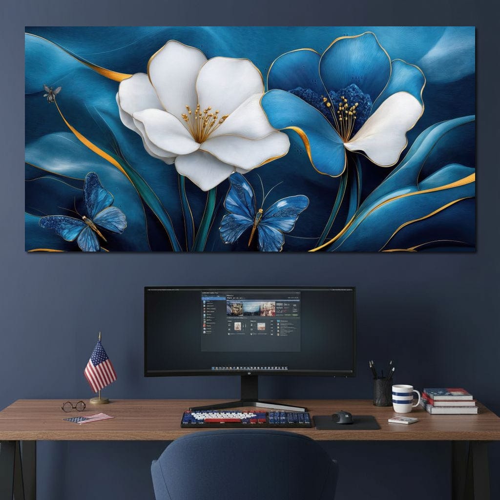 Blue Symphony of Flowers Canvas Wall Art
