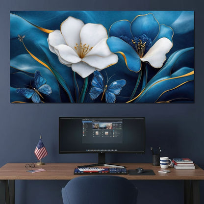 Blue Symphony of Flowers Canvas Wall Art