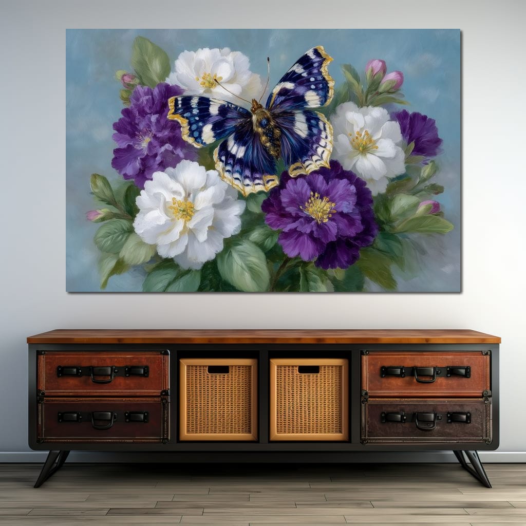 Sapphire Butterfly Bouquet Canvas Wall Art