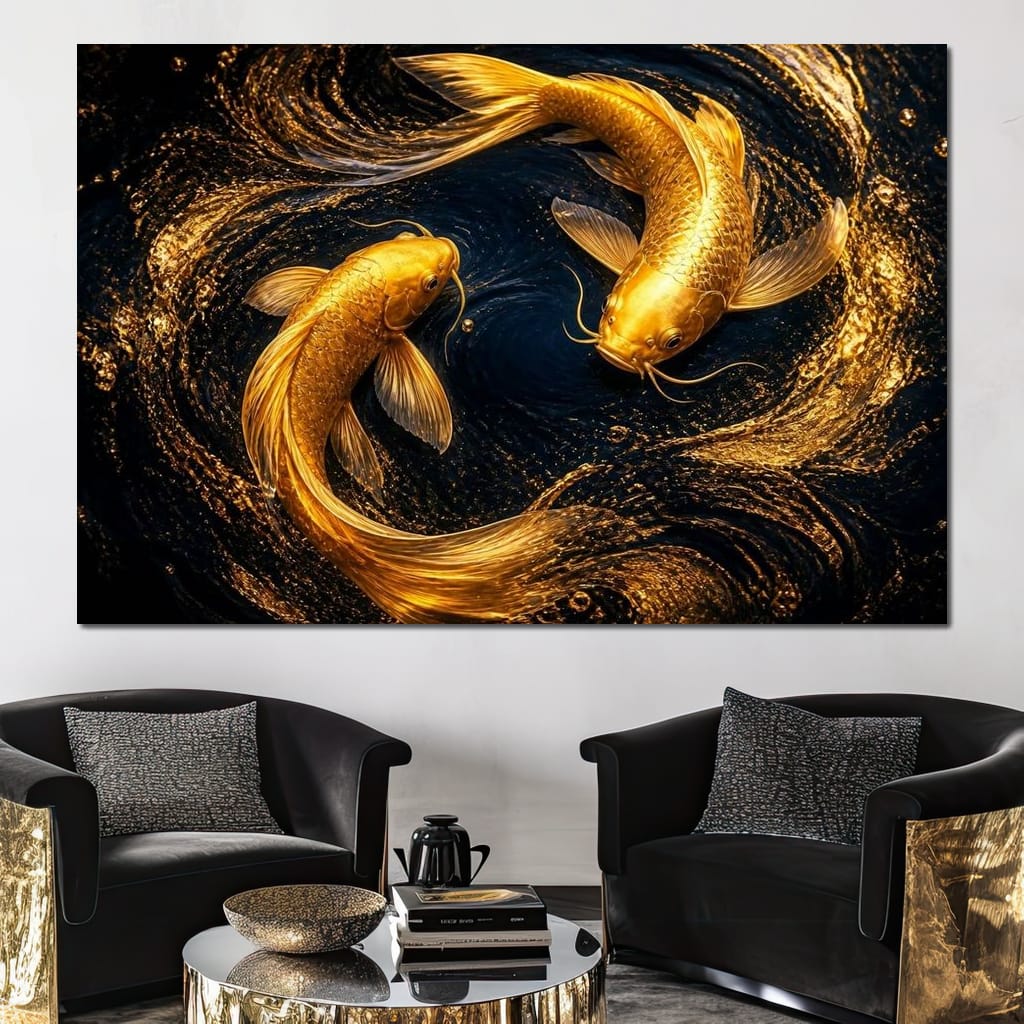 Koi Gold Current Canvas Wall Art