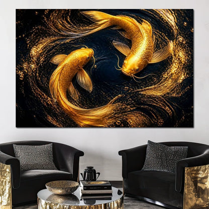 Koi Gold Current Canvas Wall Art