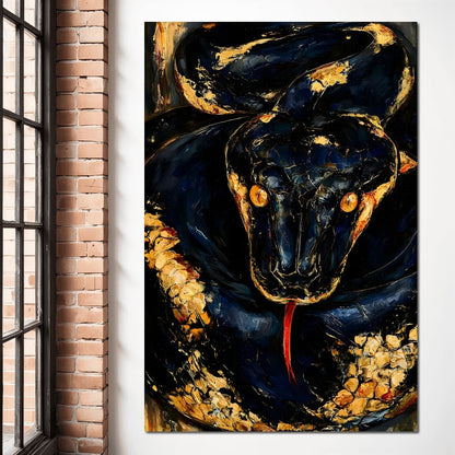 Gilded Coil Of Midnight Power Canvas Wall Art