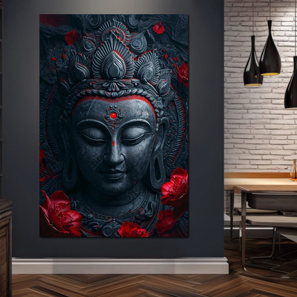 Buddha's Crimson Nirvana Canvas Wall Art