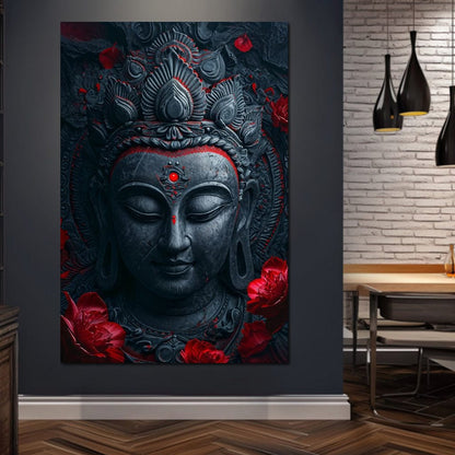 Buddha's Crimson Nirvana Canvas Wall Art