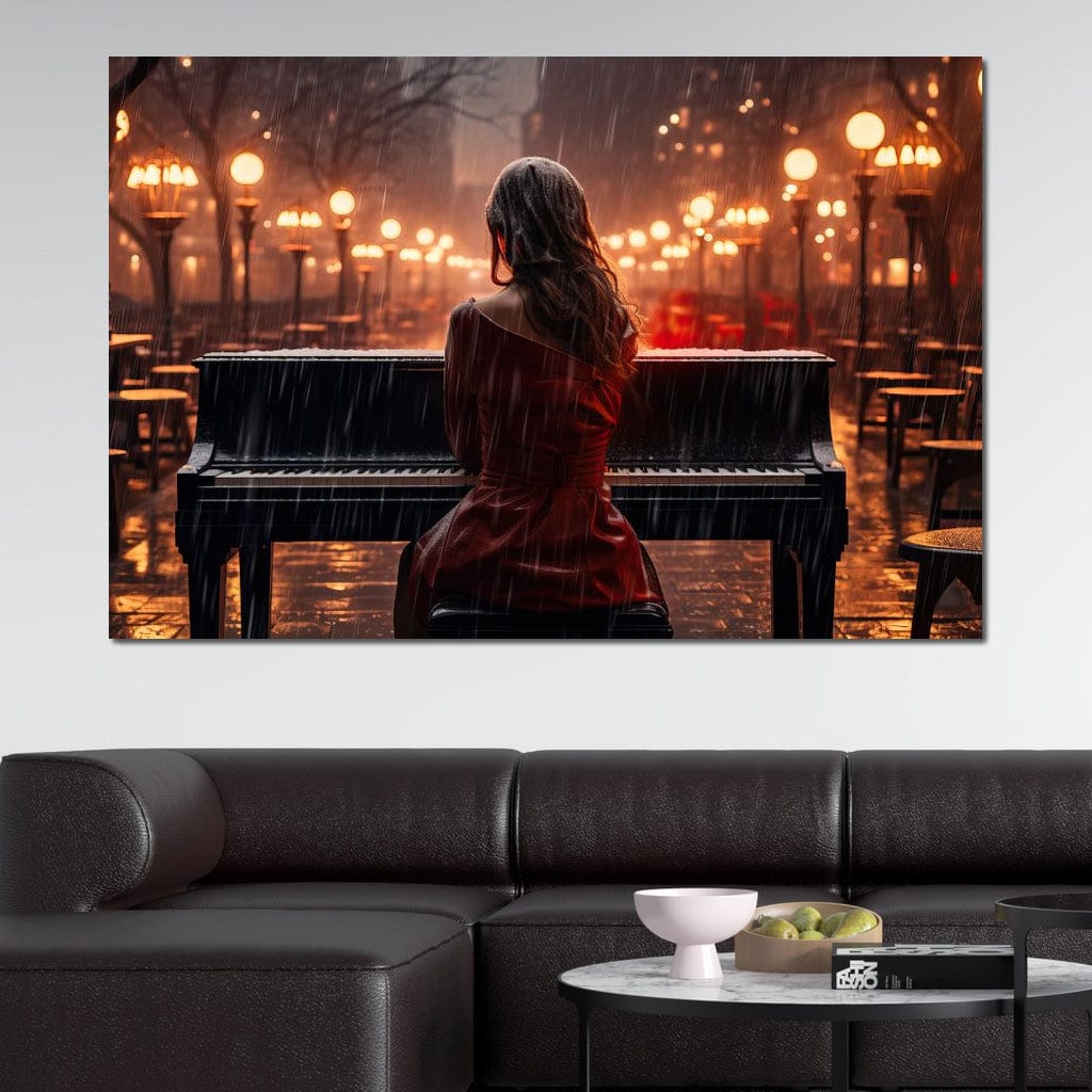 Piano Songbird Canvas Wall Art