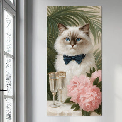 Regal Feline Soiree Symphony Canvas Wall Art