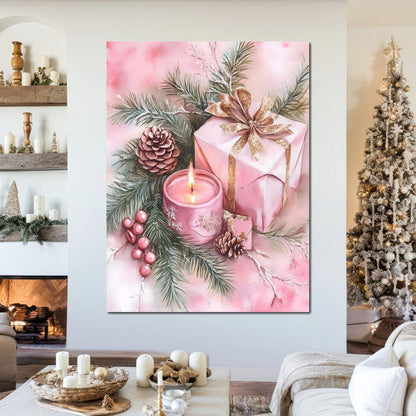 Festive Pine Gift Candle Radiance Canvas Wall Art