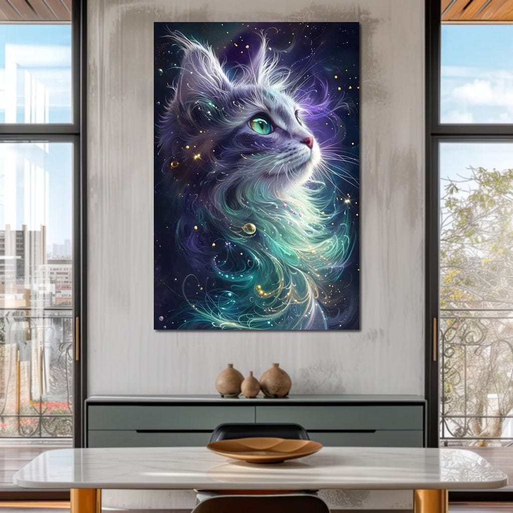 Starlit Feline Nebula Dreams Canvas Wall Art