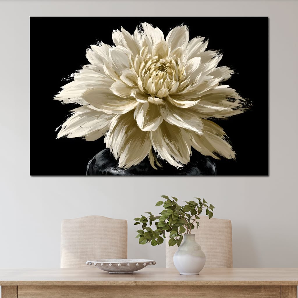 Pale Petals Held Against The Void Canvas Wall Art