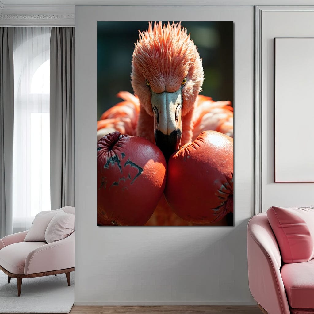 Flamingo Pugilist Canvas Wall Art