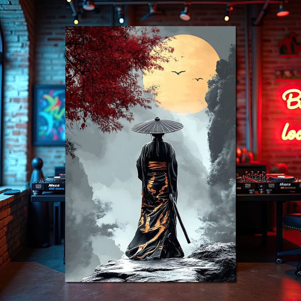 Samurai Moonlight Reverie Canvas Wall Art