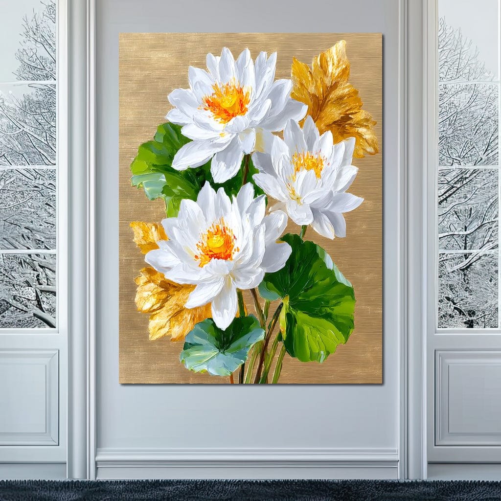 Golden Lotus Dreams Unfold Canvas Wall Art