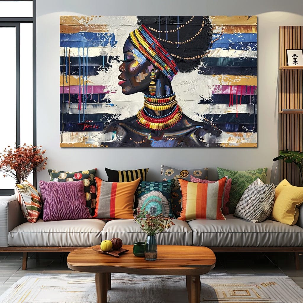 African Elegance in Ochre Gold Canvas Wall Art